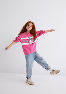Bugs Bunny Bask?l? Pembe Sweatshirt