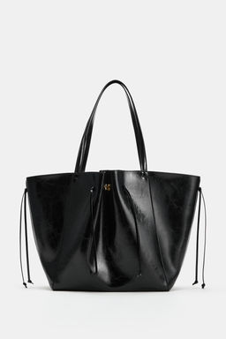 BOLSO SHOPPER FRUNCIDO / Negro