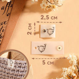 Бирка с кнопкой «Кит», 5 × 2 см, 10 шт, цвет белый/чёрный