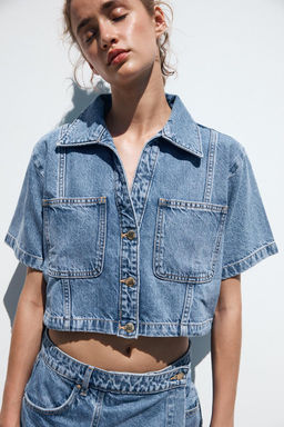 Z1975 CROPPED DENIM SHIRT - Zara фото 2