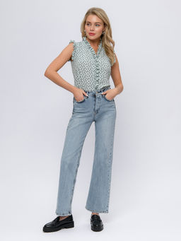 Блуза мятного цвета с принтом и рюшами - 1001dress фото 2