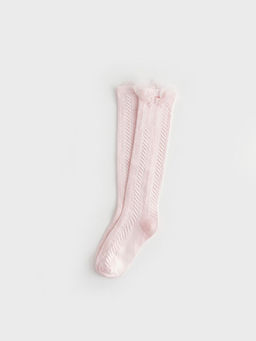 Kendinden Desenli K?z ?ocuk Diz Alt? ?orap