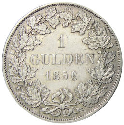 1 гульден 1856 года Германские государства  Баден