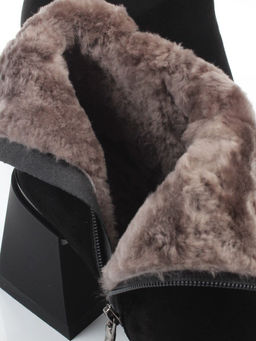 04-M3-9203 BLACK Ботильоны зимние женские (натуральная замша, натуральный мех)