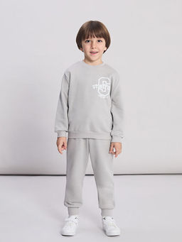 Bask?l? Erkek ?ocuk Sweatshirt ve E?ofman Alt?