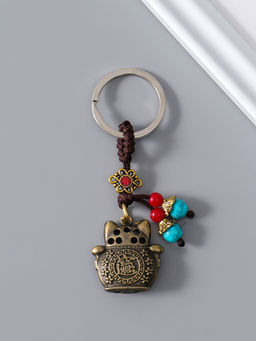 Цена за 2 шт. Брелок металл нэцке "Кот Манэки-нэко" 1х3х6 см