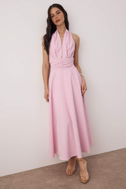 Siyah Dekolteli Boyundan Baglamal? Poplin Astarl? Dokuma Elbise TWOSS25EL00890 - Trendyolmilla фото 14