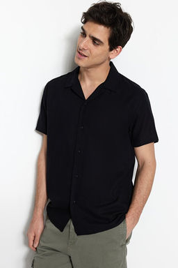 Siyah Unisex Relaxed Fit K_sa Kollu G_mlek TMNSS23GO00064