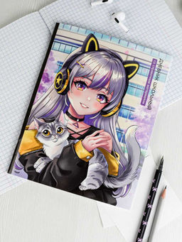 Дневник школьный арт. 69805 ДЕВОЧКА В НАУШНИКАХ / мягкий переплёт (2 скобы), А5+, 48 л., глянцевая ламинация, печать в одну краску, универсальная шпаргалка/