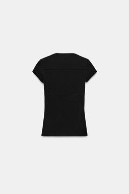 CAMISETA ESCOTE CUADRADO / Negro - Zara фото 7