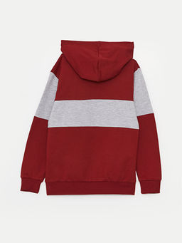 Bask?l? Uzun Kollu Erkek ?ocuk Hoodie - Waikiki фото 2