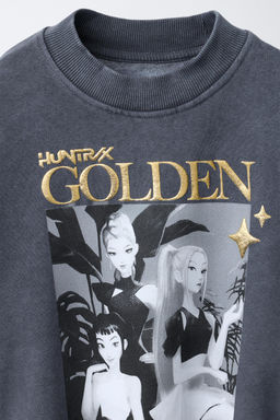 SUDADERA EFECTO LAVADO KPOP DEMON HUNTERS NETFLIX  / Gris antracita - Zara фото 4