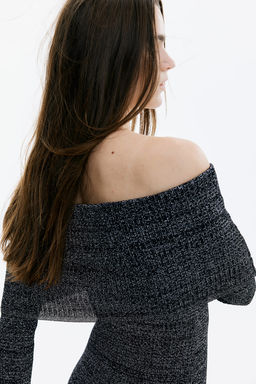 Vestido off-the-shoulder con brillo - H&m фото 3