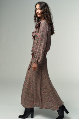 CHECKED BLOUSE WITH RUFFLES - Zara фото 3