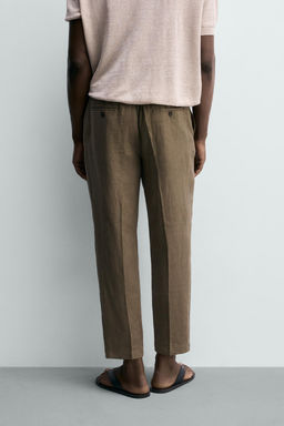PANTAL?N RELAXED FIT 100% LINO / Marr?n / Topo - Zara фото 3