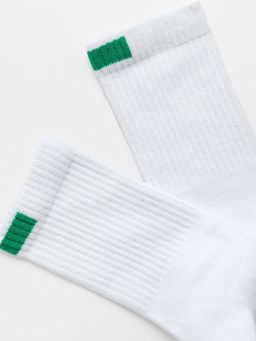 Цена за 5 пар! Детские высокие носки белого цвета с зеленым прямоугольником - Mark formelle фото 4