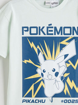 Bisiklet Yaka Pikachu Bask?l? Erkek ?ocuk Ti??rt