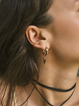 Серьги Каффы набор 3 шт., мятый, цвет золото - Qf фото 5