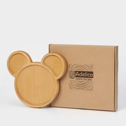 Менажница Adelica «Микки», 3 секции, 25×23×1.8 см, пропитана минеральным маслом, в подарочной коробке, дерево берёза