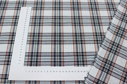 Пестрядь Клетка цв.мятный/белый/чернильный, ш.1.5м, хлопок-100%, 140гр/м.кв - Купава фото 4