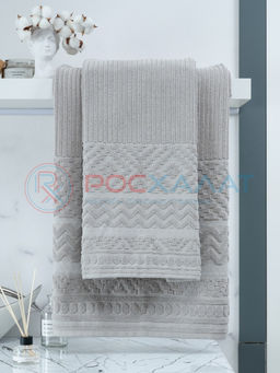 Махровое полотенце жаккардовое Соната льняной ПМА-6603 (299) 70х140