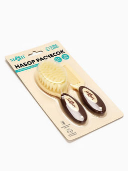 Набор расчесок, 2 шт., натуральная щетина, цвет бежевый/коричневый, Mum&Baby