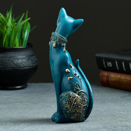 Фигурка полистоун «Кошка», синяя, 20×8 см