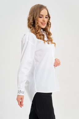 рубашка из тонкого хлопка в стиле OVERSIZE    с кокеткой на спине - А+б коллекция фото 17