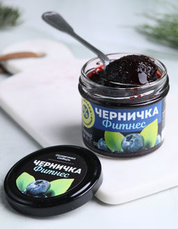 Джем ЧЕРНИЧКА ФИТНЕС / 100 г / без сахара / банка / Солнечная Сибирь