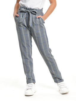 Брюки для девочки в клетку 22-6688 клетка/синий