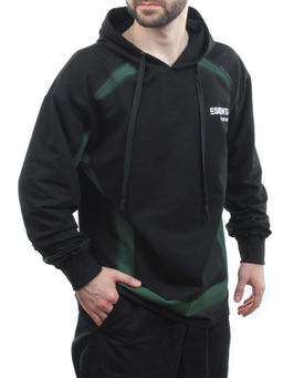2649 BLACK/GREEN Толстовка мужская (75% хлопок, 20% полиэстер, 5% спандекс)