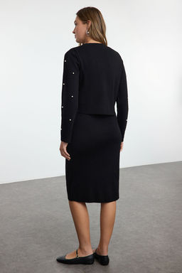 TRENDYOLMILLA Siyah Midi Triko Tas Islemeli H?rka-Elbise Tak?m TWOAW25EL00057 фото 5