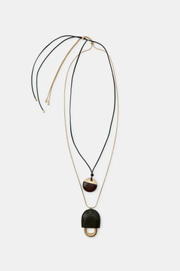 PACK OF 2 LEATHER AND RESIN NECKLACES - Zara фото 2