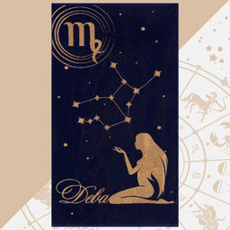 Полотенце махровое Этель Знаки зодиака: Дева фиолетовый, 67х130 см, 100% хлопок, 420гр/м2