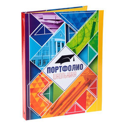 Папка школьная на кольцах «Портфолио школьника», 13 листов-разделителей, 24.5×32 см.