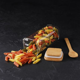 Банка для сыпучих BellaTenero «Эко», 420 мл, 8×6×16.8 см, с бамбуковой крышкой и ложкой, прозрачная