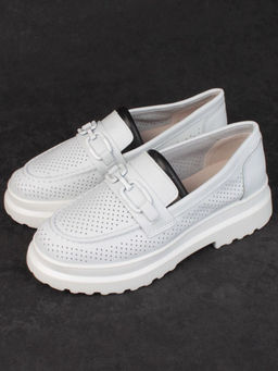 03-PDD190-2 WHITE Полуботинки женские (натуральная кожа)