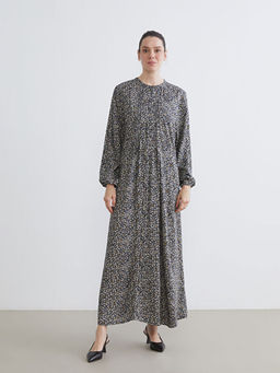 Bisiklet Yaka Desenli Elbise