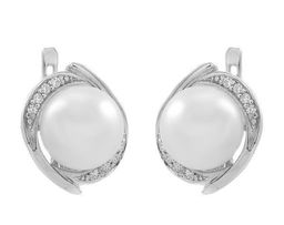 Серьги из серебра жемчуг, см074