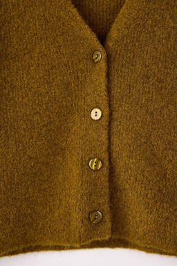 Yag Yesil Wardrobe Essentials Crop Dugme Detayl? Yumusak Dokulu Yunlu Triko H?rka TWOAW26HI00013