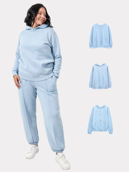 Утепленные джоггеры с высокой линией талии в пыльно-голубом оттенке пыльный голубой 382411 - Mark formelle фото 3