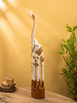 Сувенир «Слоны», 20×12×100 см, дерево, белый