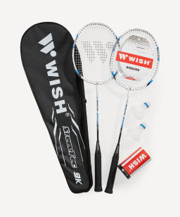 Набор для бадминтона Wish Steeltec 9 (2 ракетки + 2 волана), белый/синий