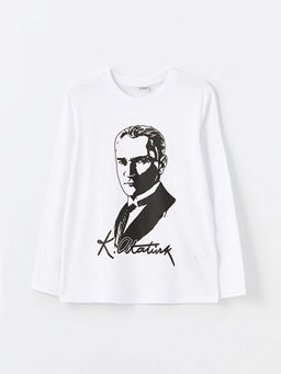 Bisiklet Yaka Atat?rk Bask?l? Erkek ?ocuk Ti??rt
