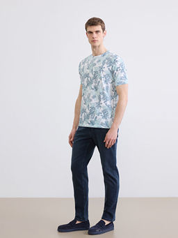 Bisiklet Yaka Desenli Penye Erkek Ti??rt