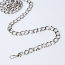 Цена за 2 шт. Цепочка для сумки, с карабинами, металлическая, двойная, 19×14 мм, 120 см, цвет серебряный