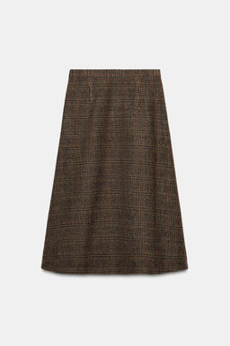 ZW COLLECTION CHECK SKIRT WITH WOOL AND PLEATS - Zara фото 9