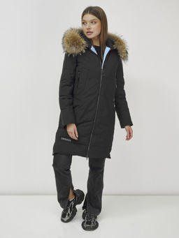 Куртка ПРЕМИУМ КЛАССА зимняя с мехом ЕНОТА, черного цвета - Mtforce фото 2