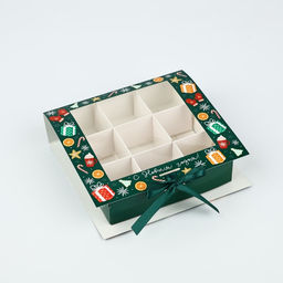 Цена за 5 шт. Коробка под 9 конфет с ячейками «С Новым годом!» 14.5×13.5×3.5 см