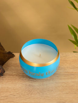 Свеча в чаше Yoga heal the soul, 200 г, 8.5×7 см, соевый воск, голубая